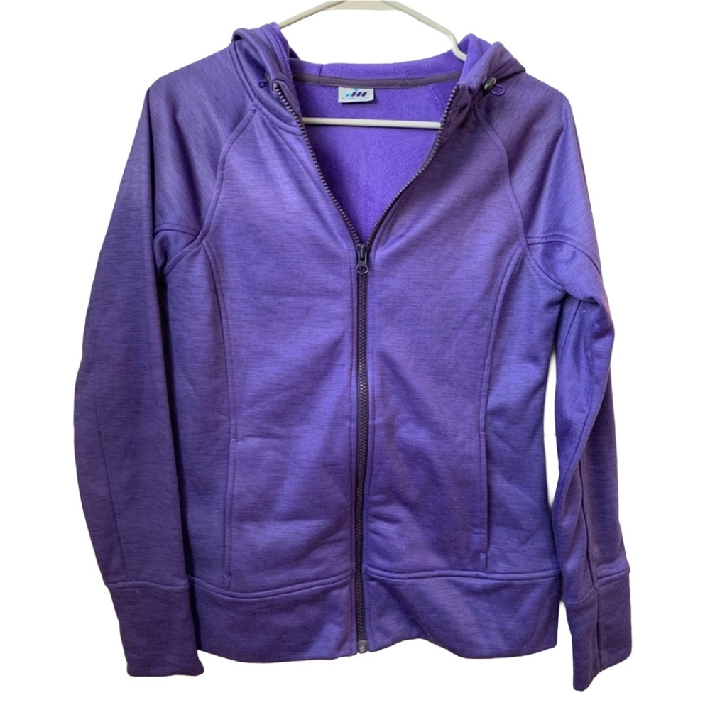 MORET Women’s Purple Fleece Full Zipper Front Long Sleeve Hooded Seeatshirt